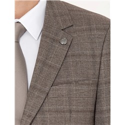 Açık Kahverengi Slim Fit Ekose Takım Elbise