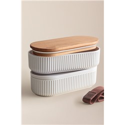 Magou Ahşap Kapaklı 2'li Lunch Box - Kahverengi - 1000 ml