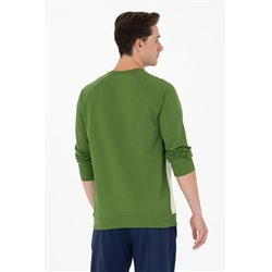 Erkek Yeşil Bisiklet Yaka Sweatshirt