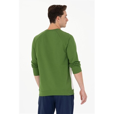 Erkek Yeşil Bisiklet Yaka Sweatshirt