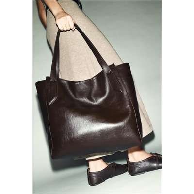 MAXI SHOPPER BAG WITH HANDLE DETAIL