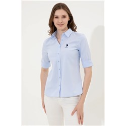 Kadın Açık Mavi Uzun Kollu Basic Gömlek