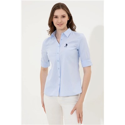 Kadın Açık Mavi Uzun Kollu Basic Gömlek