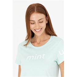 Kadın Mint Bisiklet Yaka Tişört