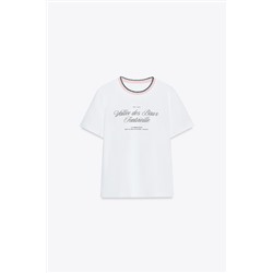 CHUNKY KNIT COLLAR SLOGAN T-SHIRT