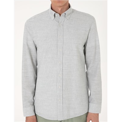 Yeşil Slim Fit Uzun Kollu Gömlek