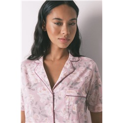 Pijama camisero largo 100% algodón flores