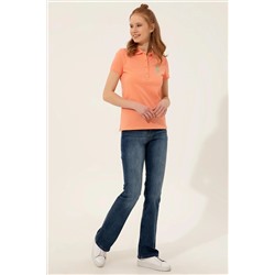 Kadın Somon Basic Polo Yaka Tişört