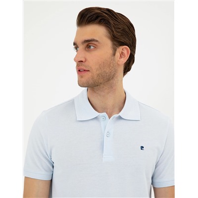 Açık Mavi Slim Fit %100 Pamuk Polo Yaka Basic Tişört