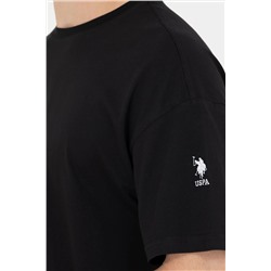 Erkek Siyah Oversize Bisiklet Yaka Tişört