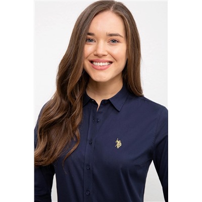 Kadın Lacivert Uzun Kollu Basic Gömlek