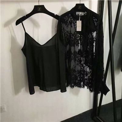 рубашка с длинными рукавами и сетчатым кружевом в цветочном стиле от Zimmermann, бежевый, черный, S-XL, [размер M; обхват груди 96, длина 52, ширина плеч 50, обхват груди 124, длина рукавов; 64, длина одежды 74]