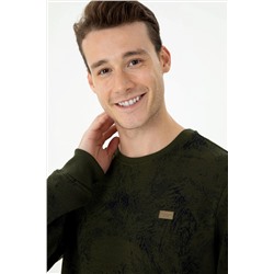 Erkek Haki Bisiklet Yaka Sweatshirt