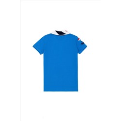 Erkek Çocuk Saks Mavi Basic Polo Yaka Tişört