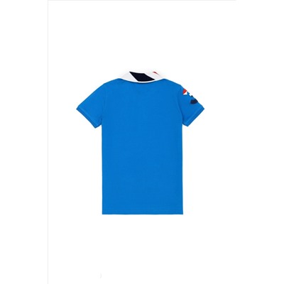 Erkek Çocuk Saks Mavi Basic Polo Yaka Tişört