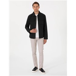 Siyah Regular Fit Fermuarlı İnce Mont