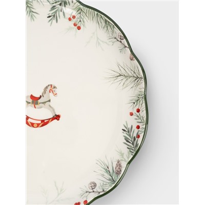 Тарелка обеденная, 24 см, керамика D, зеленая, Лошадка, Festival