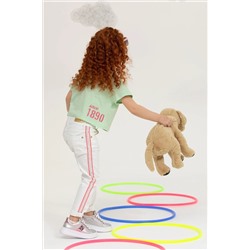 Kız Çocuk Mint Bisiklet Yaka Crop Tişört