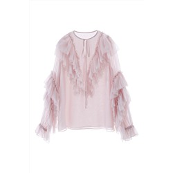 Blusa avolantada de seda Rosa empolvado