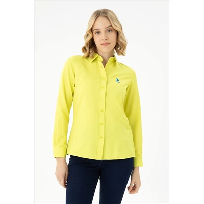 Kadın Neon Sarı Uzun Kollu Basic Gömlek