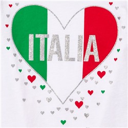Toddler Girls Long Sleeve Glitter 'Italia' Heart Graphic Tee