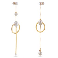 Серьги (жемчуг 5-11мм белый; покрытие золото), Есть комплект