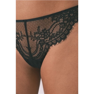 Tanga encaje tul negro