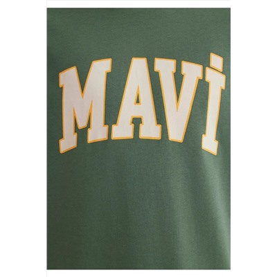 Mavi Logo Baskılı Yeşil Tişört Loose Fit / Bol Rahat Kesim 0611711-81570