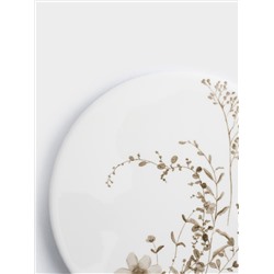 Подставка под кружку, 11 см, круглая, керамика/пробка, белая, Осенние цветы, Florance