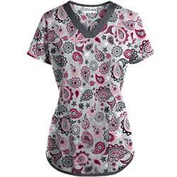 UA Gypsy Jewel Silver Print Scrub Top