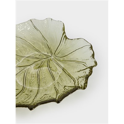 Блюдо, 16х14 см, стекло, зеленое, Лист, Autumn forest