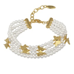 Браслет Нимфа (Майорка 4мм белая; покрытие золото) 18-22см, Есть комплект