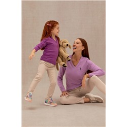 Kız Çocuk Violet Basic V - Yaka Kazak