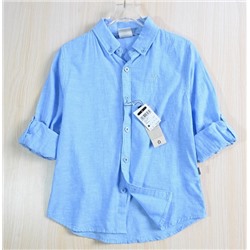 Рубашка прямого повседневного кроя из смеси хлопка и льна