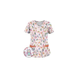 UA Who Done It White Print Scrub Top