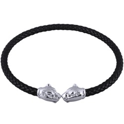 Чокер Пантера (кристаллы SW черные, натуральная кожа; покрытие родий), Есть комплект