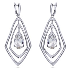 Серьги Румба (кристаллы SW белые; покрытие родий), Есть комплект