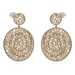 Серьги (жемчуг белый, фианит; покрытие золото), Есть комплект