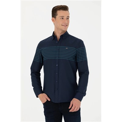Erkek Lacivert Uzun Kollu Gömlek
