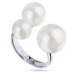 Кольцо Акварель (Майорка 10-12мм белая; покрытие родий), Есть комплект