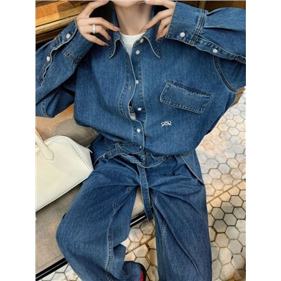 Женская джинсовая рубашка на шнуровке в ретро стиле   ЛОЕВ*Е 💛