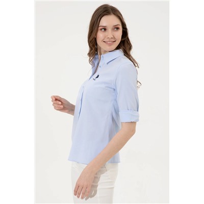 Kadın Açık Mavi Uzun Kollu Basic Gömlek