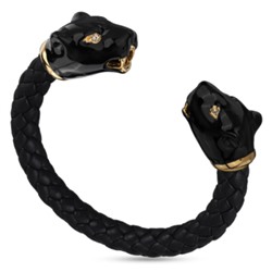 Браслет Пантера (эмаль черная, кристаллы SW белые; покрытие золото), Есть комплект