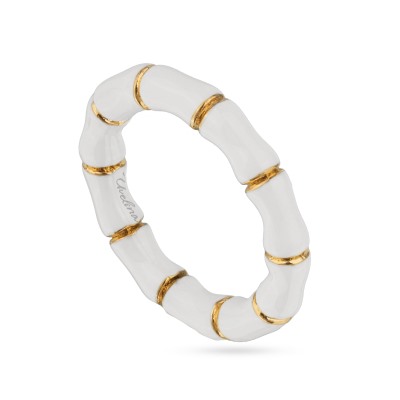 Кольцо Бамбук (эмаль белая; покрытие золото), Есть комплект