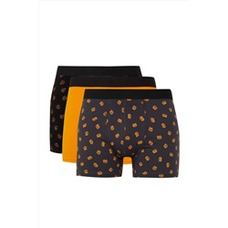 DeFacto Regular Fit Bal Kabağı Baskılı 3lü Boxer E0038AX24WN