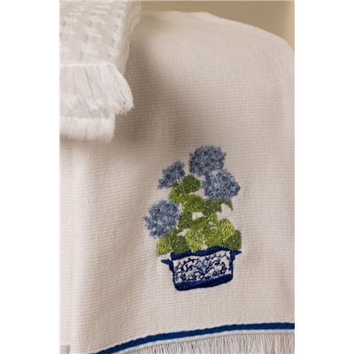 Hortensia Mutfak Havlu Seti - Beyaz/Mavi