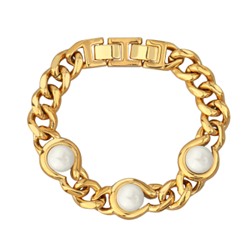 Браслет Знаки (Майорка белая 12мм; покрытие золото) 18-20см, Есть комплект