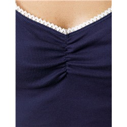 Футболка с фигурным вырезом каре из эластичного трикотажа кашкорсе