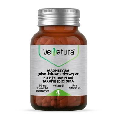 VENATURA MAGNESIUM (BISCLYCINATE + CITRATE) AND P-5-P (VITAMIN B6) 60 cap Venatura