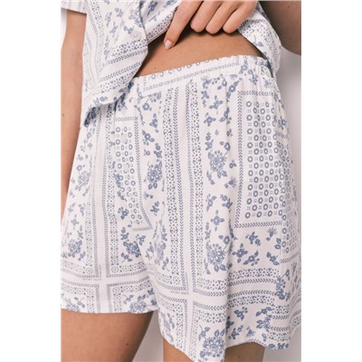 Pijama corto camisero algodón estampado bandana